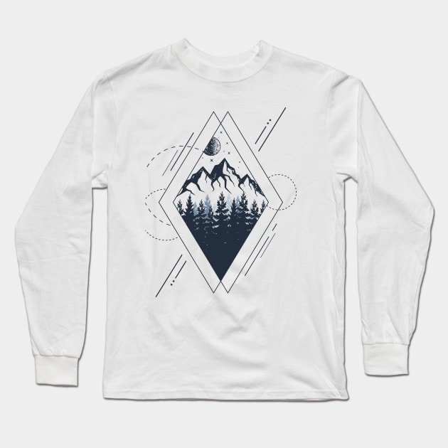 Mountains. Geometric Style Long Sleeve T-Shirt by SlothAstronaut